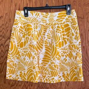 LOFT Yellow Leaf Print Skirt
